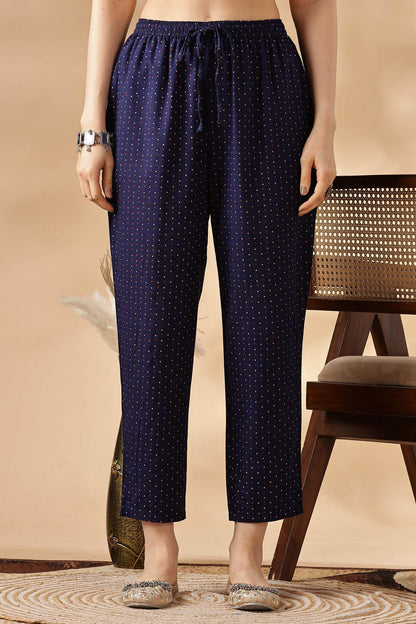 Embroidered Cotton Navy Kurta Set with Dupatta - BulBul