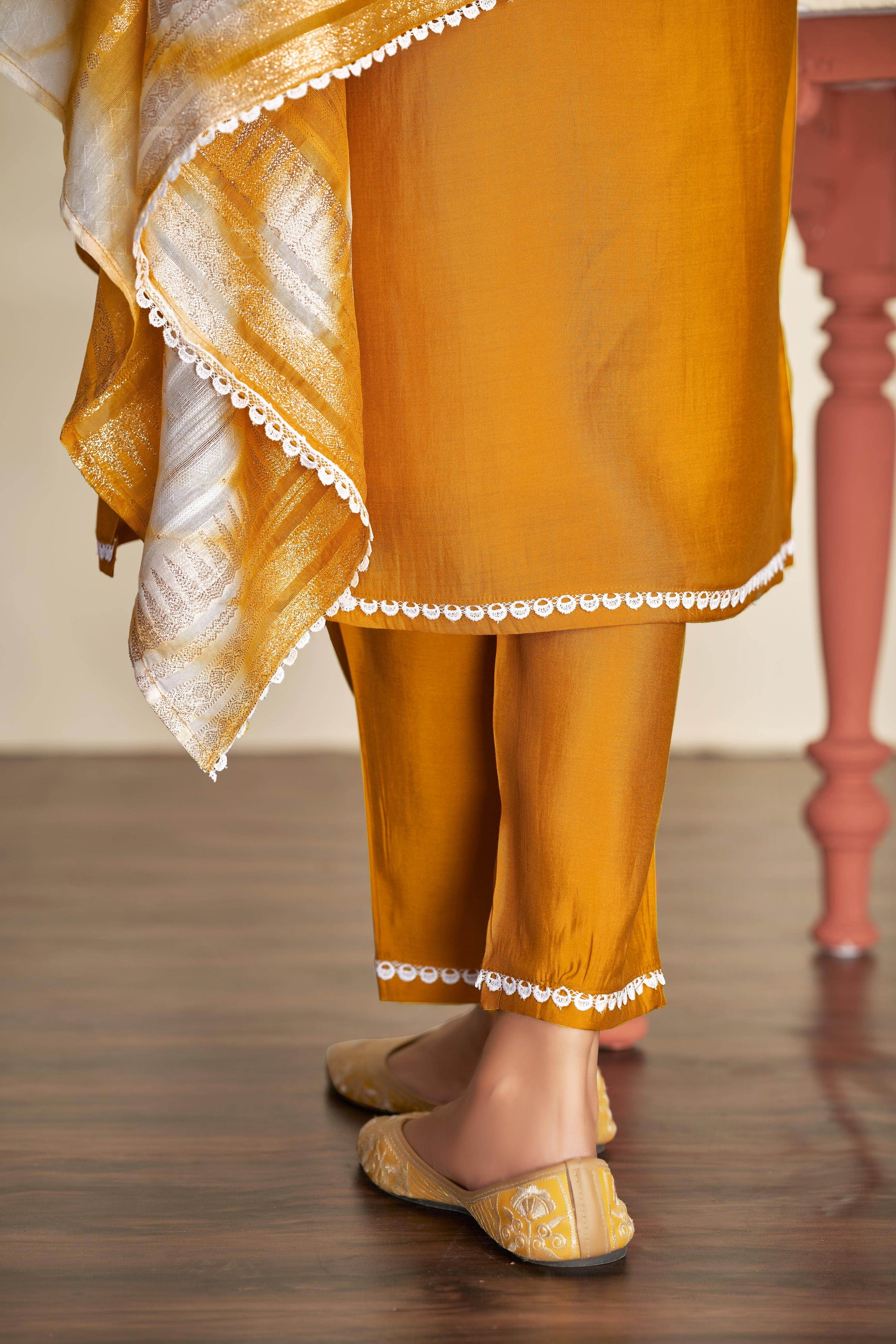 Shreya Silk Mustard Kurta Set with Dupatta - BulBul