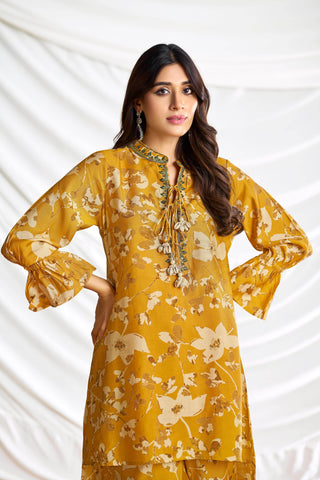 Preha Mustard Chanderi Co-Ord Set - BulBul