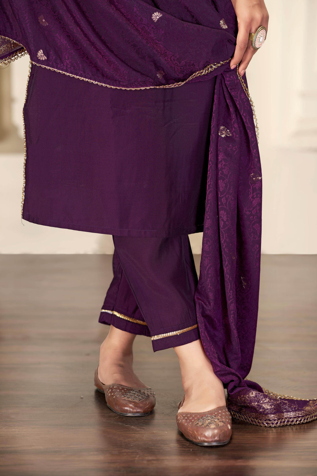 Gita Purple Silk Kurta Set with Dupatta - BulBul