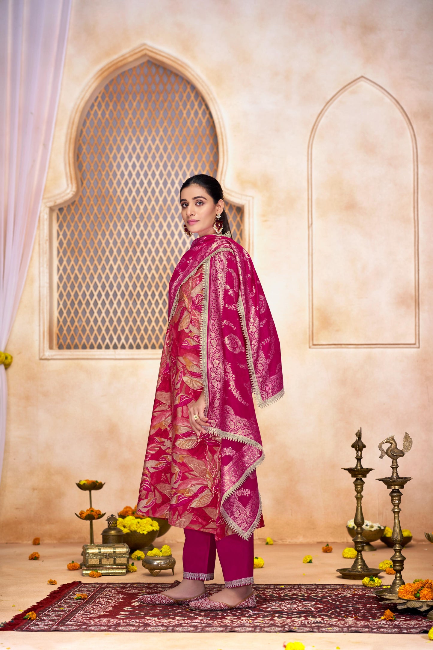 Rashmi Printed Fuschia Kurta Set with Dupatta