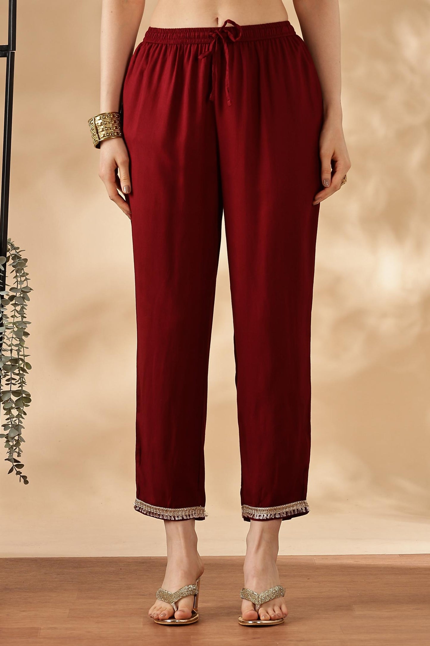 BulBul Areba Printed Wine & Teal Rayon Salwar Suit