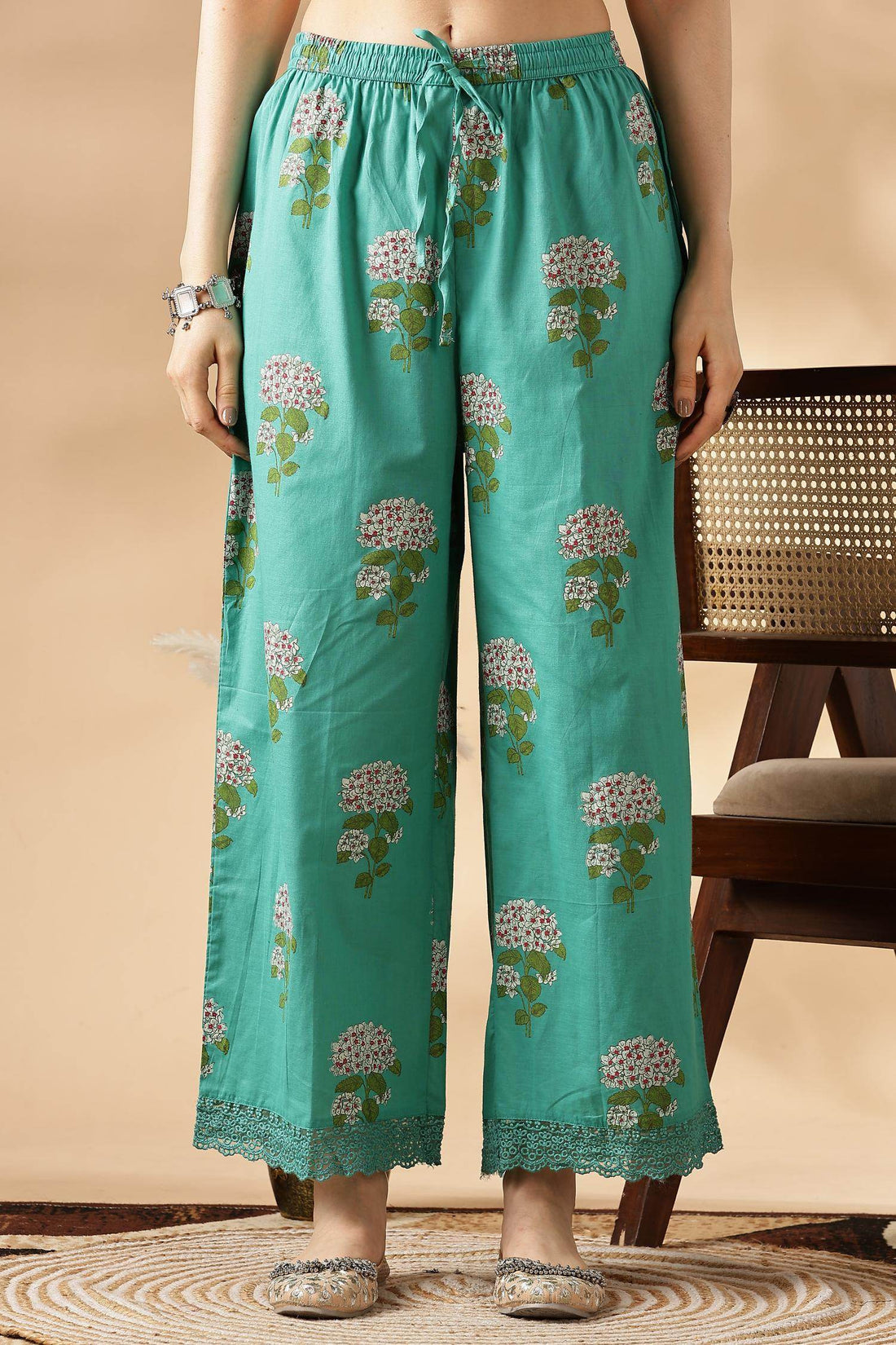 Karishma Cotton Green Kurta Set with Dupatta - BulBul