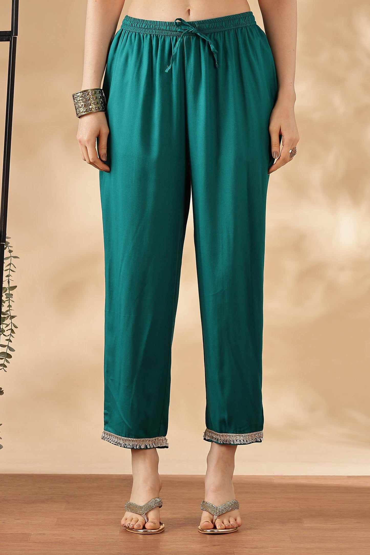 BulBul Areba Printed Olive & Maroon Rayon Salwar Suit