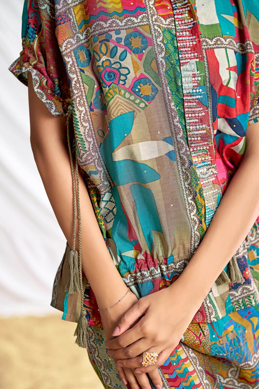 Kate Brown Chanderi Co-Ord Set - BulBul