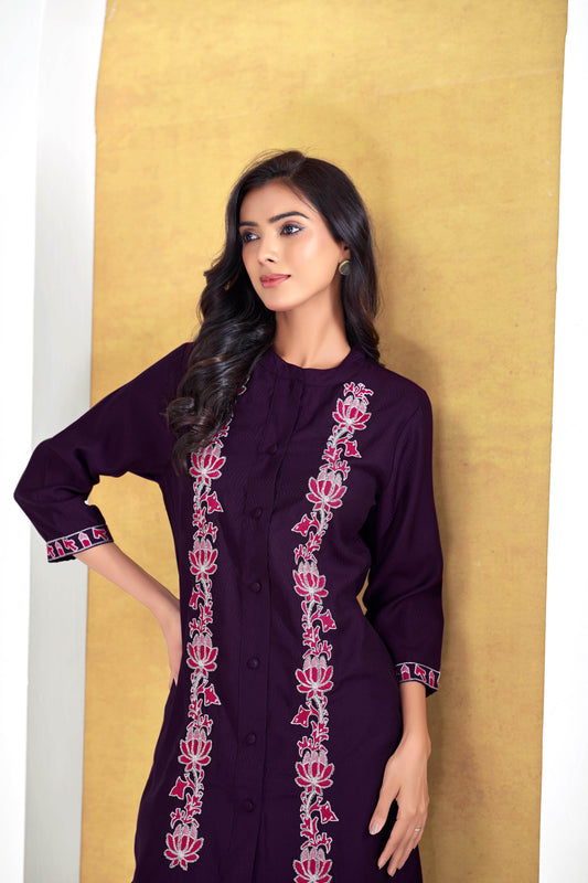Deepti Chanderi Purple Co-Ord Set - BulBul