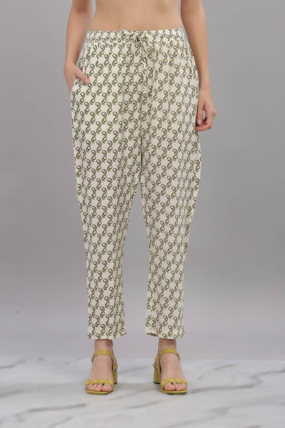 Pure Cotton Olive Printed Kurta Set with Delicate Embroidered Neckline and Dupatta