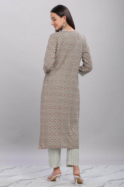 Firdous Rayon Olive Kurta Set with Dupatta - BulBul