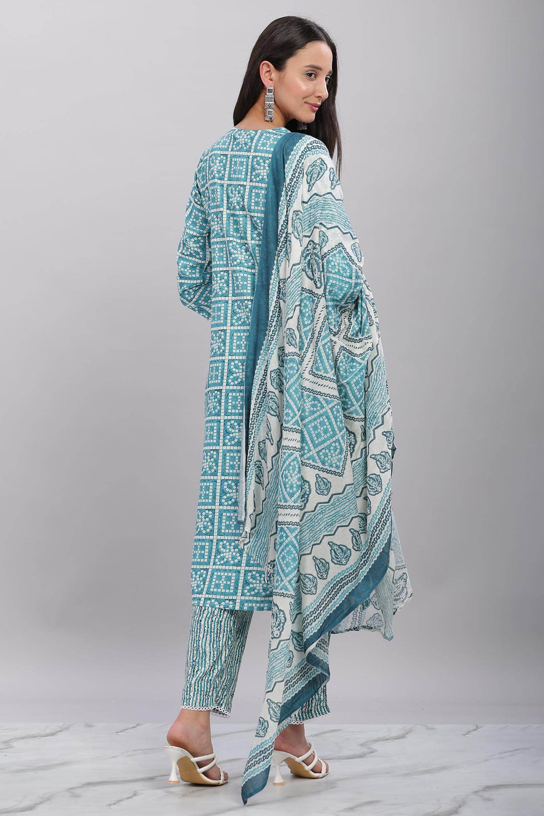 Firdous Blue Rayon Kurta Set with Dupatta - BulBul
