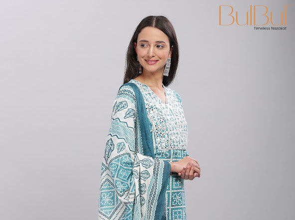 Firdous Blue Rayon Kurta Set with Dupatta