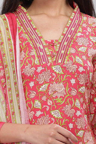 Firdous Rayon Red Kurta Set with Dupatta - BulBul