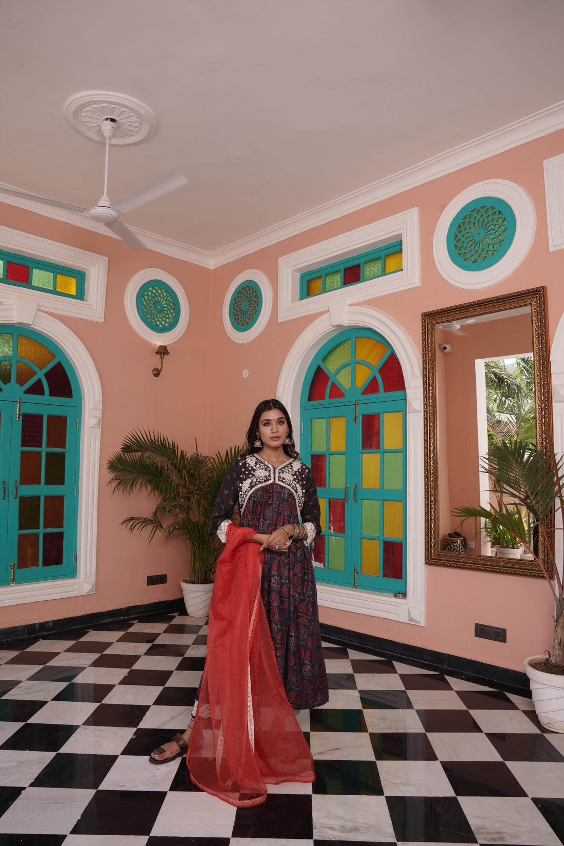 Bhumika Chanderi Red Kurta Set with Dupatta - BulBul