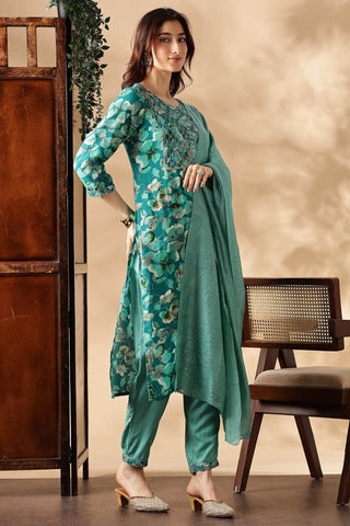Simar Rayon Rama Kurta Set with Dupatta - BulBul