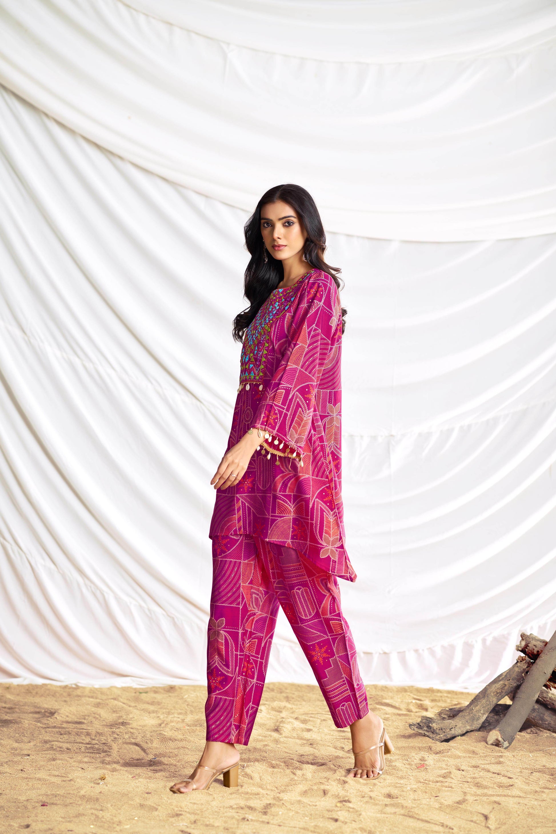 Ashka Chanderi Fuschia Co-Ord Set - BulBul