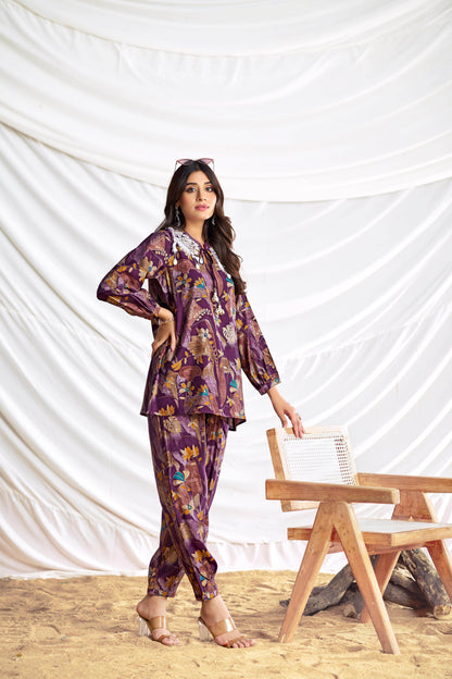 Nilisha Purple Chanderi Co-Ord Set - BulBul