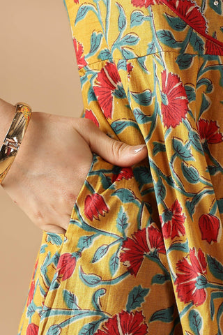 Anupama Cotton Mustard Kurta Set with Dupatta - BulBul
