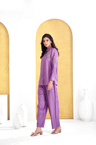 Saroj Purple Chanderi Co-Ord Set - BulBul