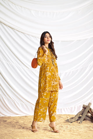 Preha Mustard Chanderi Co-Ord Set - BulBul