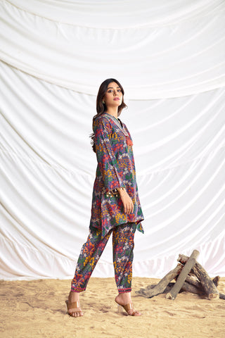 Dharvi Chanderi Blue Co-Ord Set - BulBul