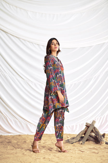 Dharvi Chanderi Blue Co-Ord Set - BulBul