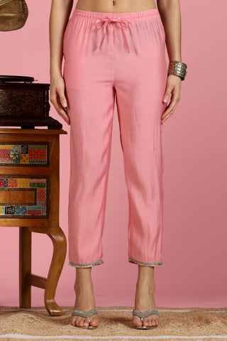 Women Peach Kota Doriya Kurta Set with Dupatta
