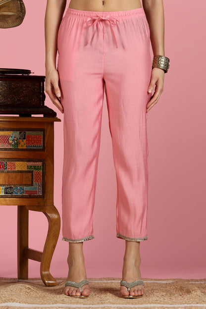 Women Peach Kota Doriya Kurta Set with Dupatta