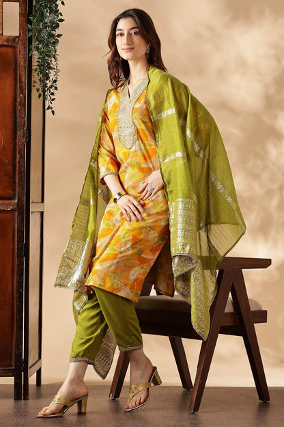 Darshita Mustard Rayon Kurta Set with Dupatta - BulBul