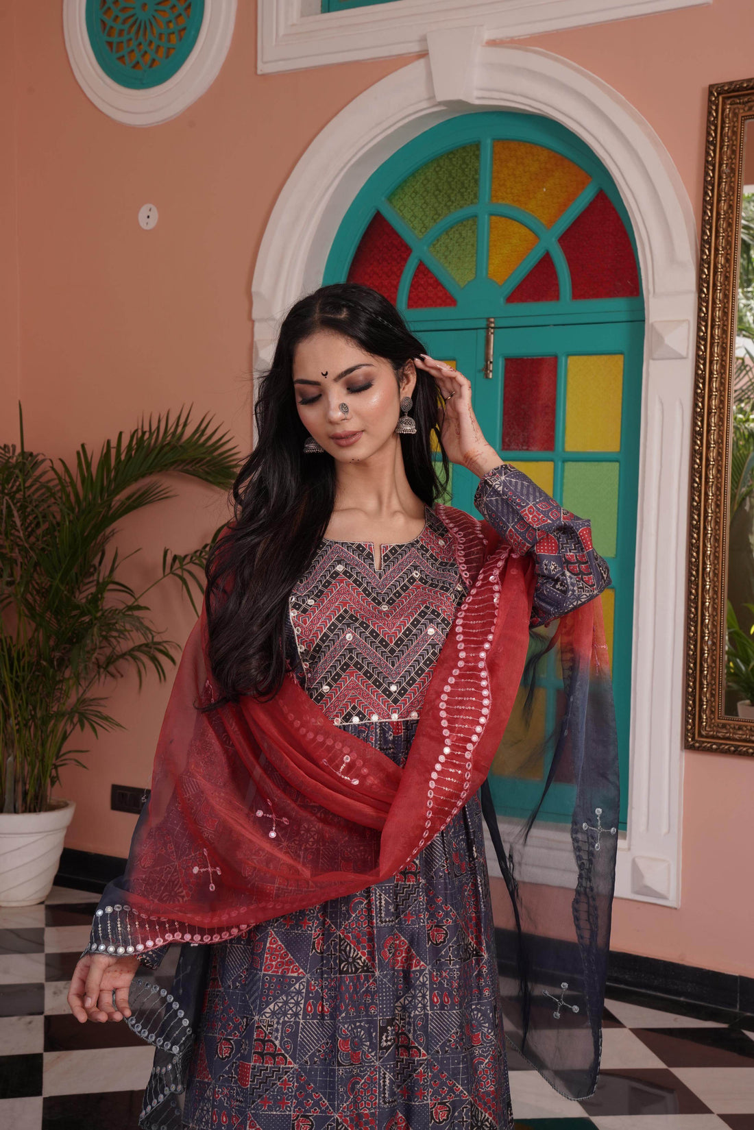 Torani Chanderi Red Kurta Set with Dupatta - BulBul
