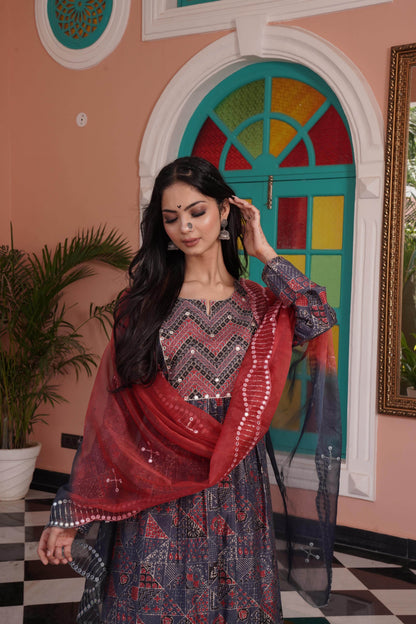 Torani Chanderi Red Kurta Set with Dupatta - BulBul