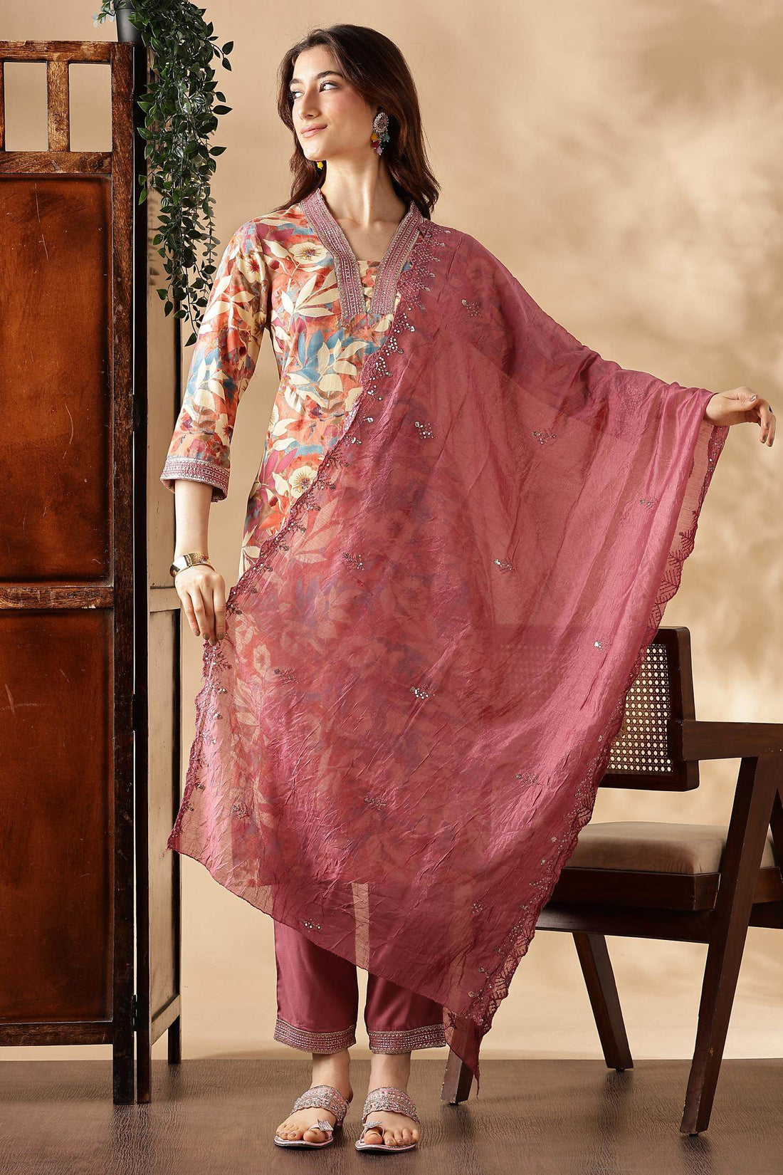 Aafiya Muave Rayon Kurta Set with Dupatta - BulBul
