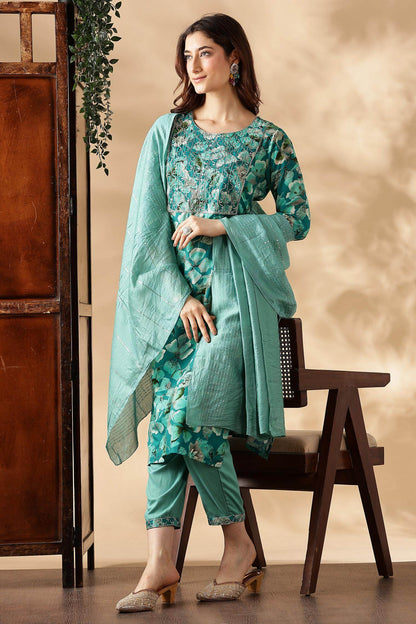 Simar Rayon Rama Kurta Set with Dupatta - BulBul