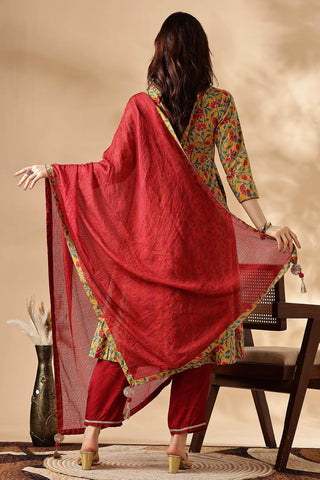 Anupama Cotton Mustard Kurta Set with Dupatta - BulBul