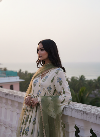Angrakha Yellow Cotton Cambric Anarkali