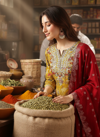 Alfina Yellow Floral Printed Kurta Set with Aari-Style Floral Thread Embroidered Neckline in Viscose