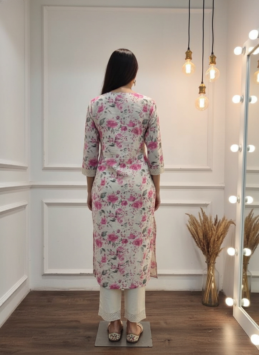 BulBul Hazel Pink Floral Cotton Kurta Set