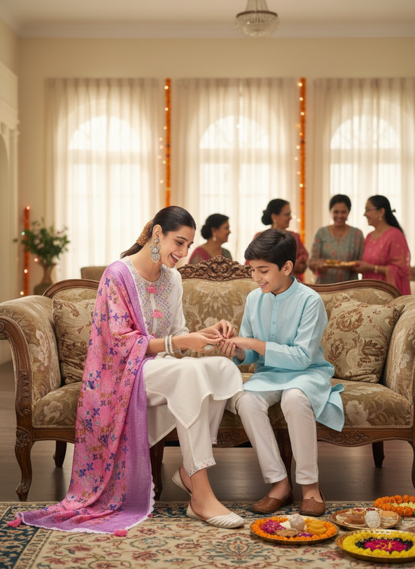 Bhumi Offwhite Multicolor Thread & Sequin Embroidered Yoke Kurta Set with Tassel Detailing in Chanderi Silk with Cotton Mul Lining and Dupatta