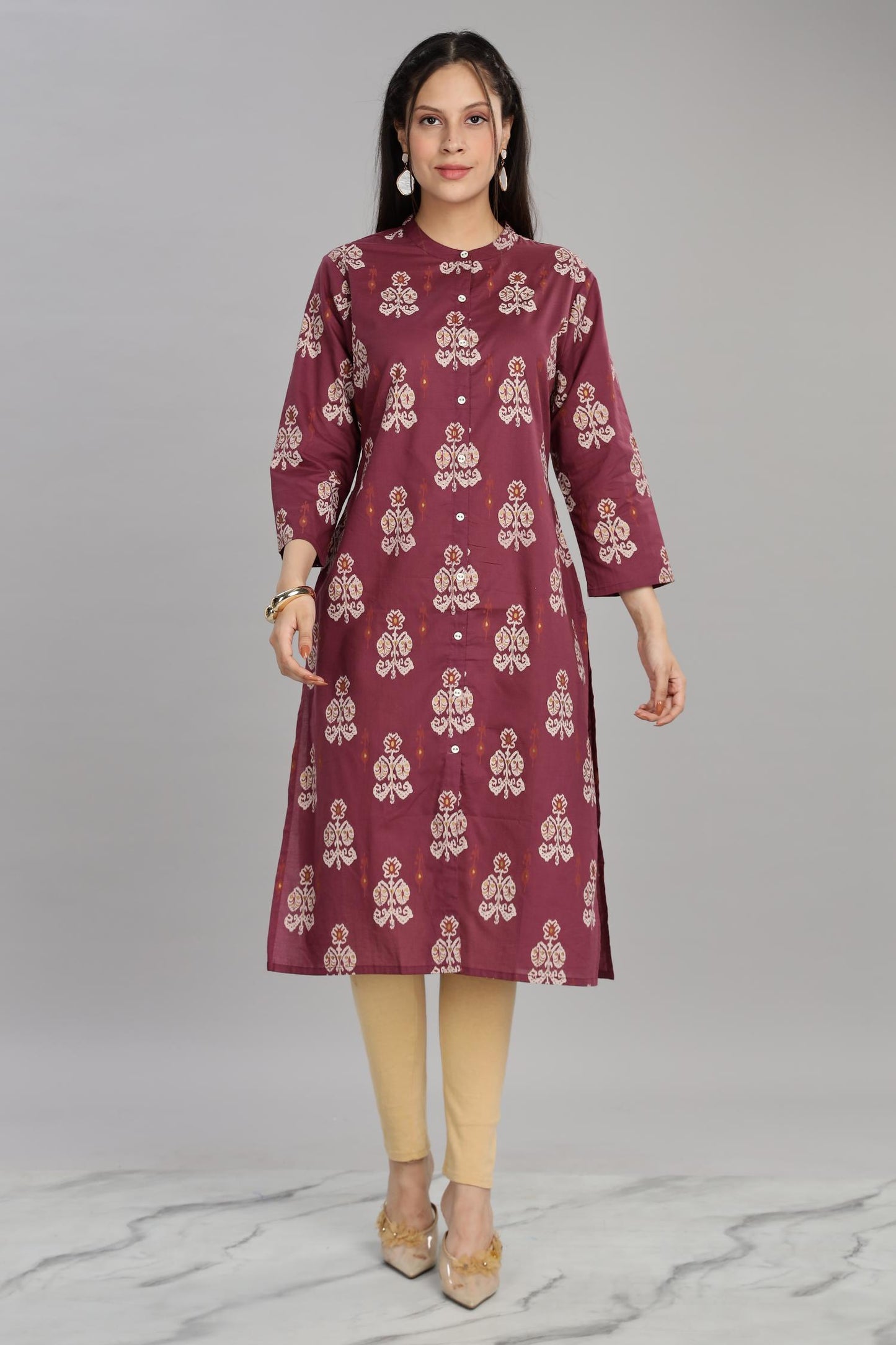 Zarina Cotton Maroon Kurti