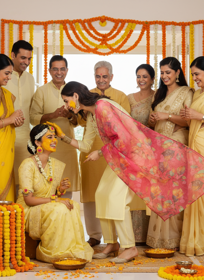 Butter Yellow Chanderi Silk Kurta Set with Resham Zari Floral Embroidered Yoke and Printed Organza Dupatta