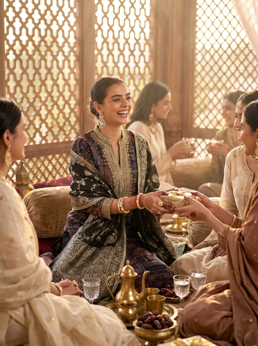 Rashmi Black Chanderi Kurta Set with Dupatta