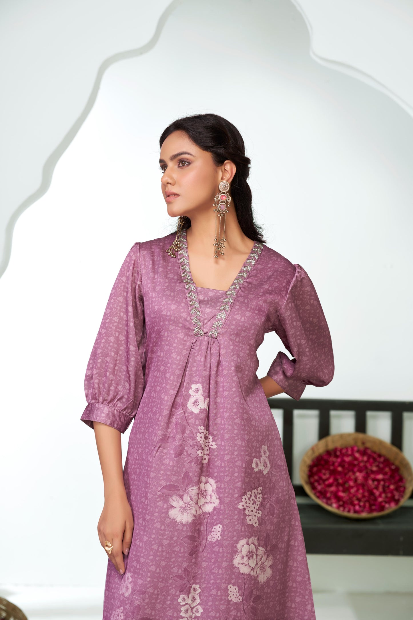 Reeva Silk Lavender Kurta Set