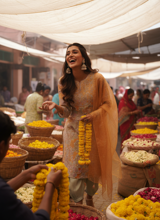 Diya Mustard Chanderi Silk Kurta Set with Resham Zari Embroidered Yoke & Hand Sequin Work