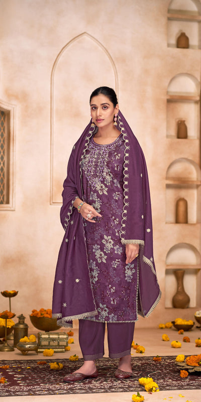 Shehnaaz Purple Embroiderd Kurta Set With Dupatta