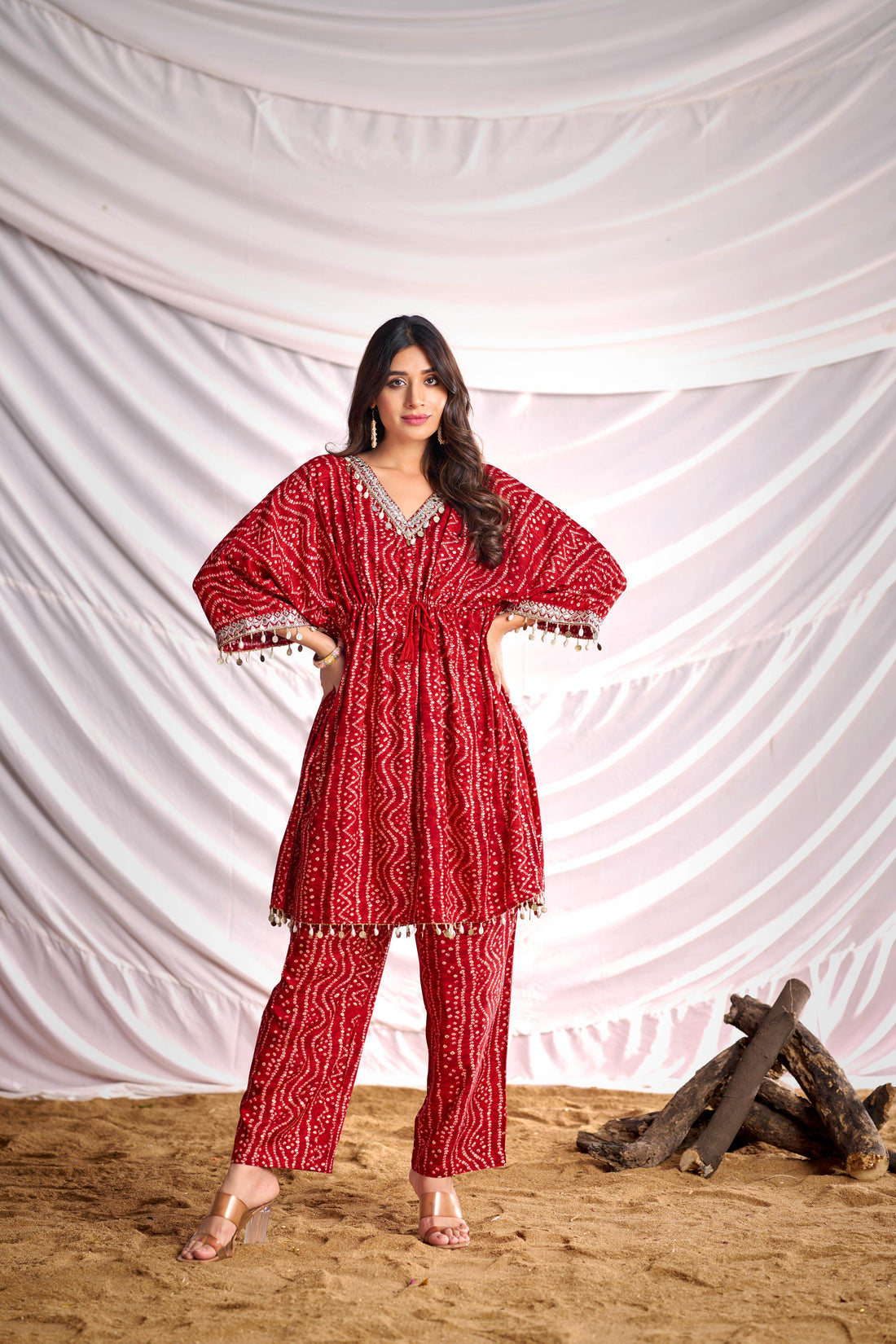 BulBul Women Red Bandhani Printed Co-ord Set - BulBul
