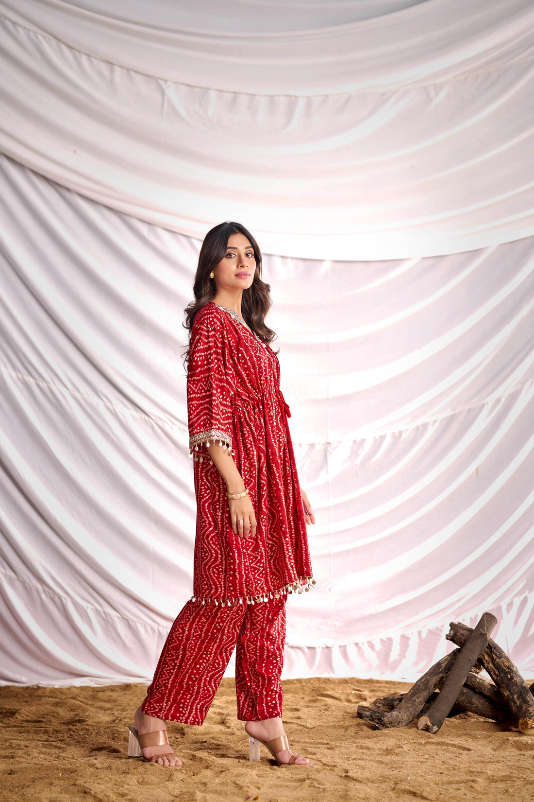 BulBul Women Red Bandhani Printed Co-ord Set - BulBul