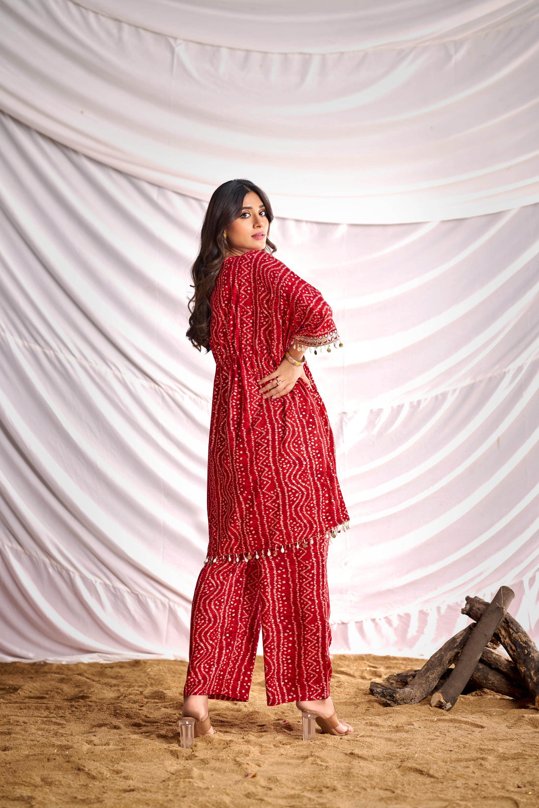 BulBul Women Red Bandhani Printed Co-ord Set - BulBul