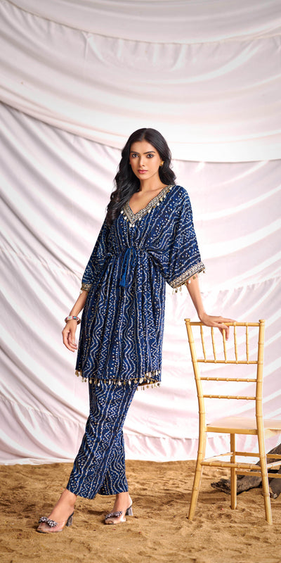 BulBul Women Blue Bandhani Printed Co-ord Set