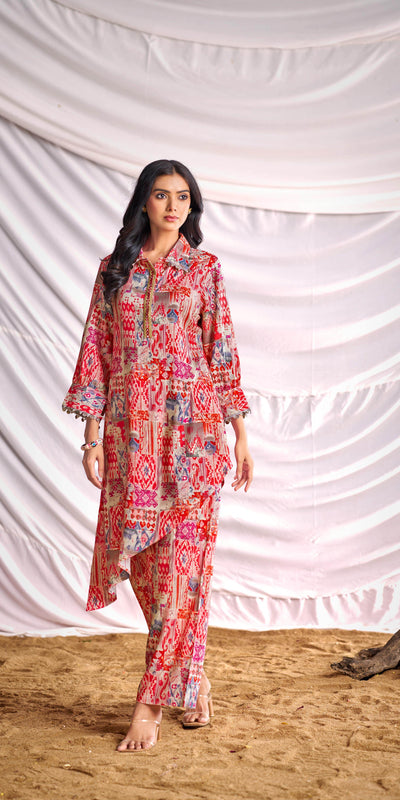 BulBul Women Orange  Abstract Printed Co-ord Set