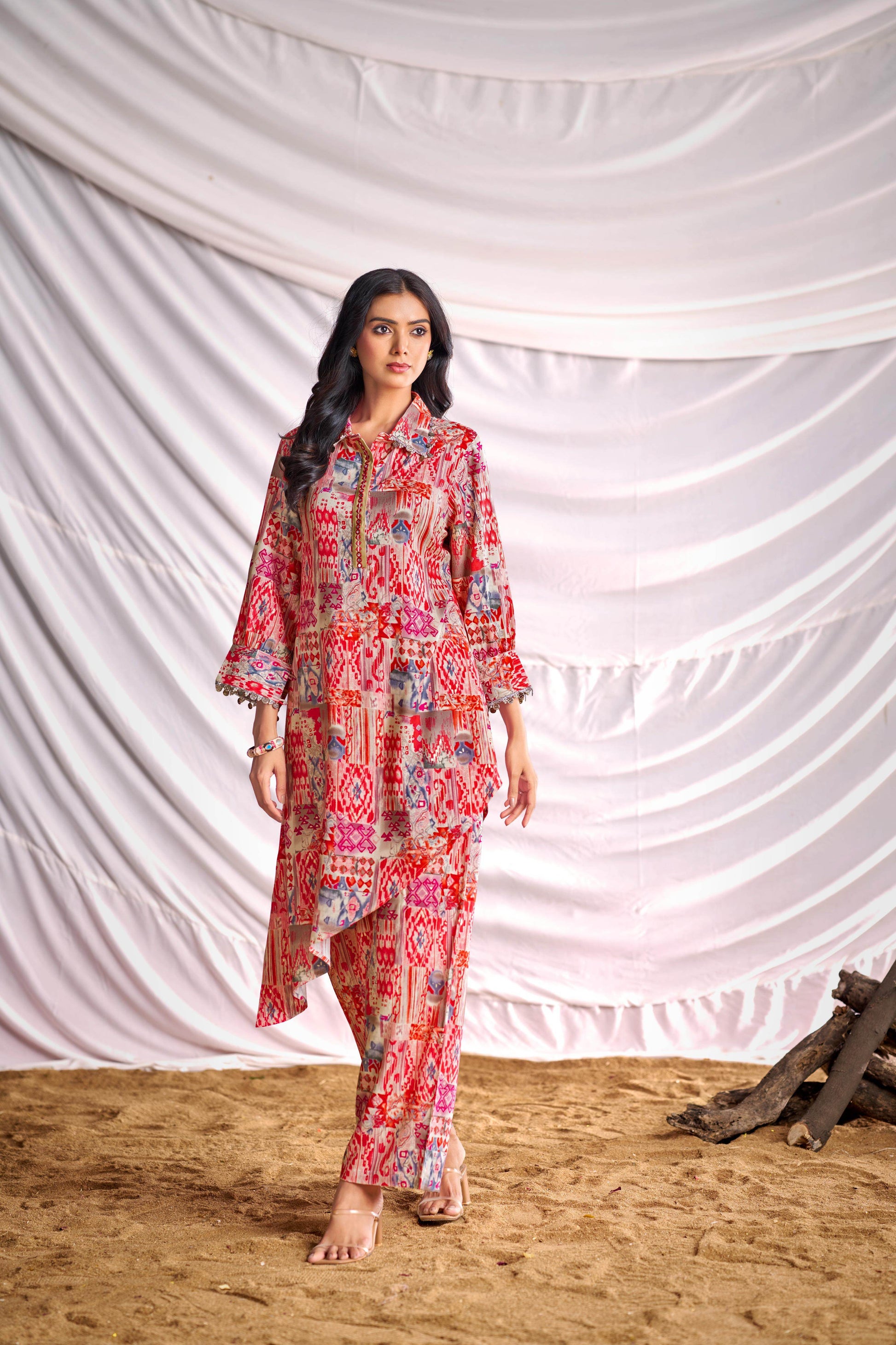 BulBul Women Orange Abstract Printed Co-ord Set - BulBul
