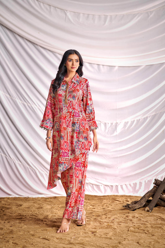 BulBul Women Orange Abstract Printed Co-ord Set - BulBul