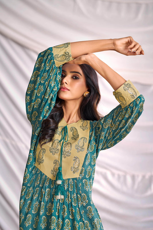 BulBul Women Blue Embroidered Paisley Printed Co-ord Set - BulBul